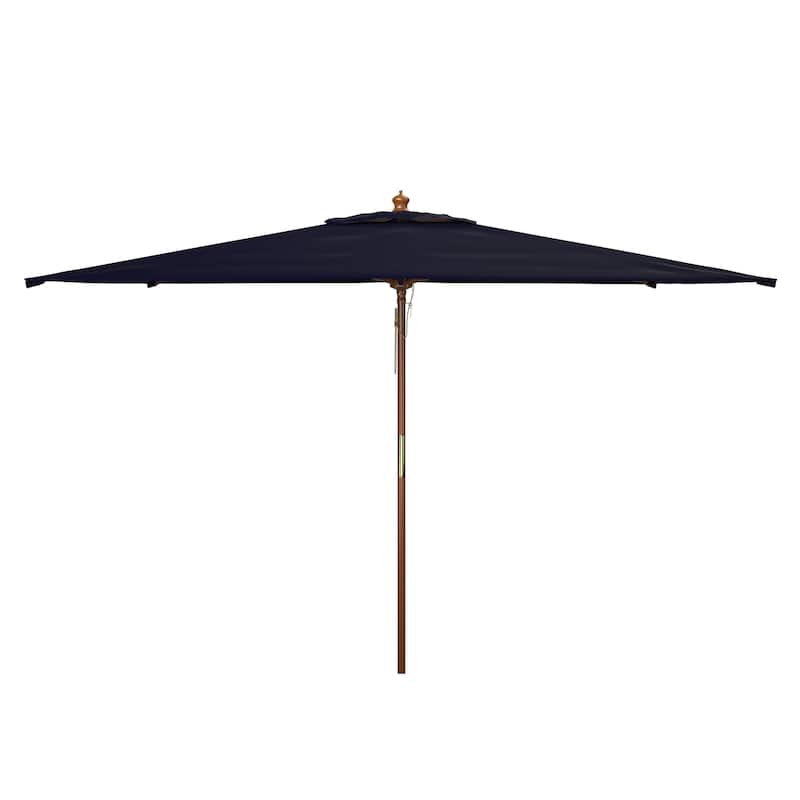 SAFAVIEH Mikalah 10 Foot Rectangle Wooden Pulley Market Umbrella