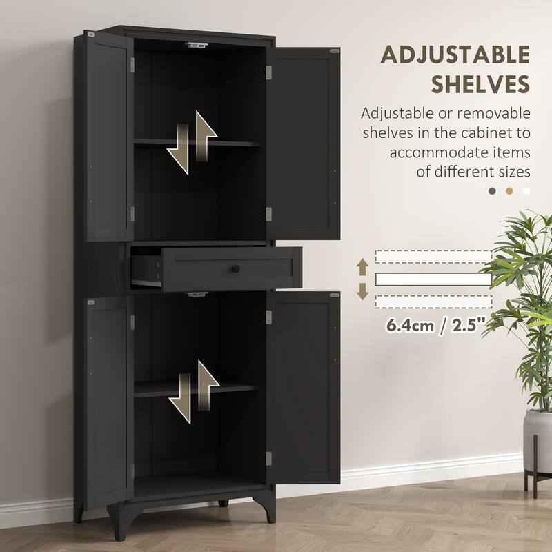 HOMCOM 67" Freestanding Kitchen Pantry, 4-Door Storage Cabinet
