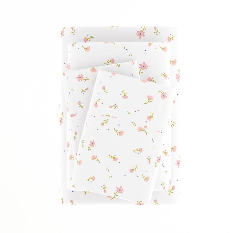 Becky Cameron Soft Floral Pattern 4-piece Deep Pocket Bed Sheet Set