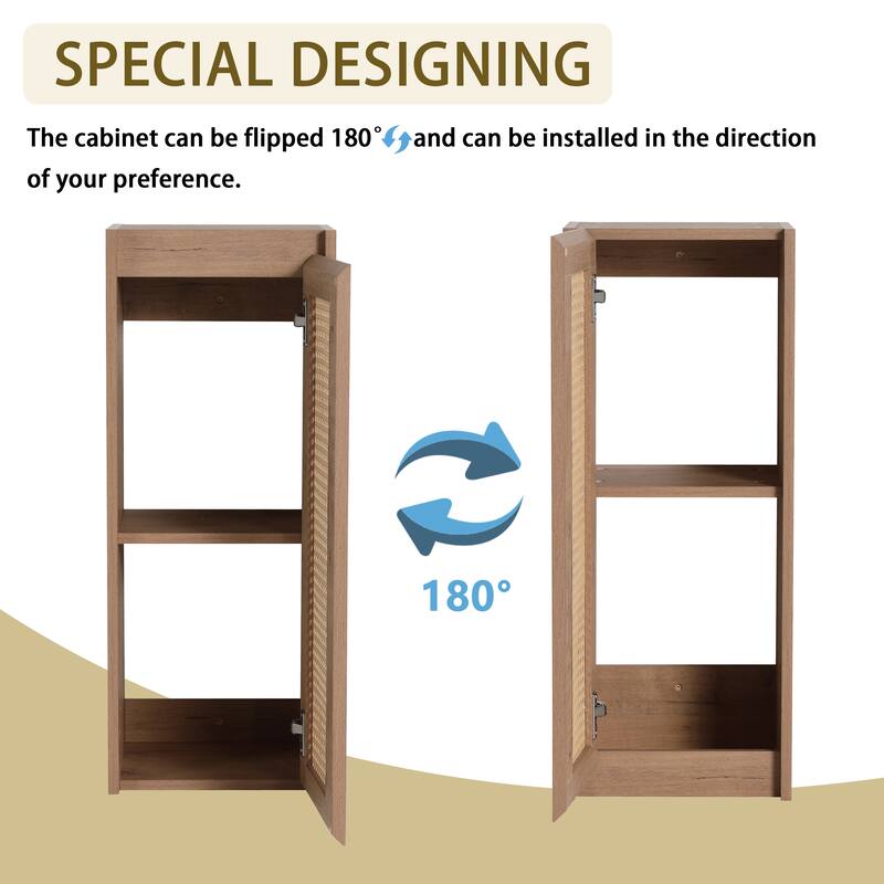 Modern Floating Bathroom Cabinet with Hidden Handle, Wall Mounted Side Cabinet Storage Cabinet