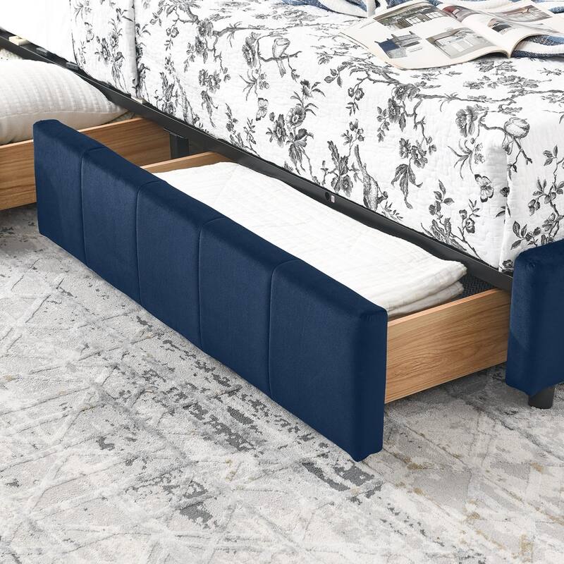 Bedroom Storage Upholstered Tufted DayBed With 2-Drawers