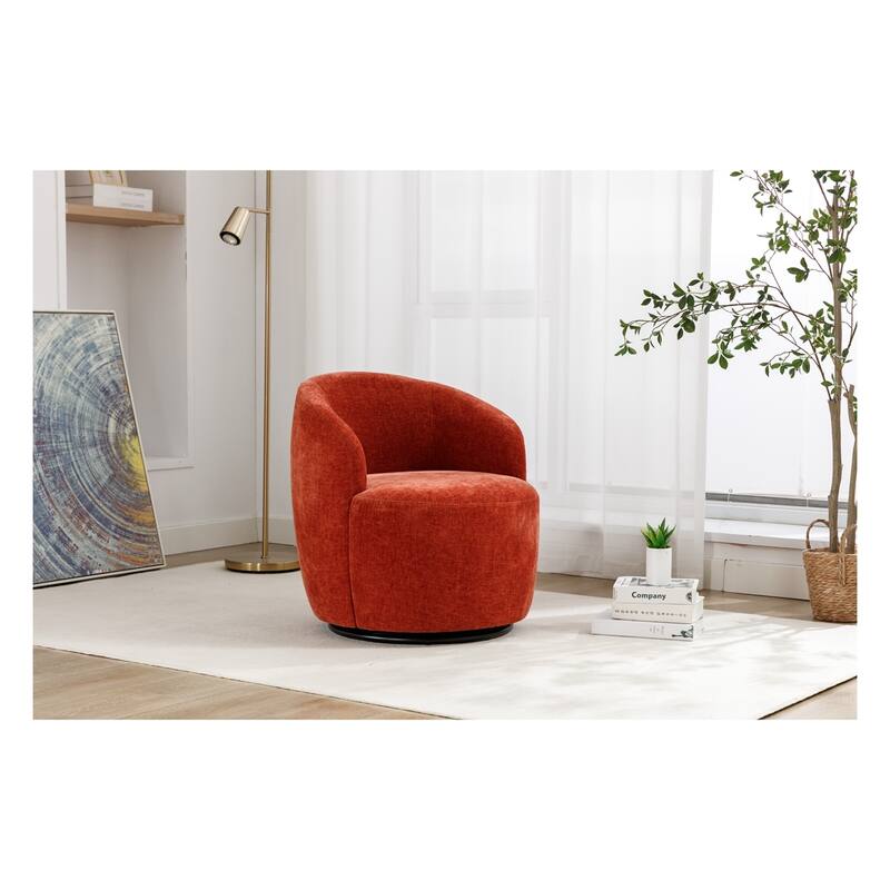 Fabric Swivel Accent Barrel Chair - Red chair