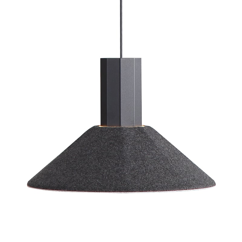 Golden Lighting Faroe 13in Integrated LED Pendant in Flecked Black/Grey Felt - Black