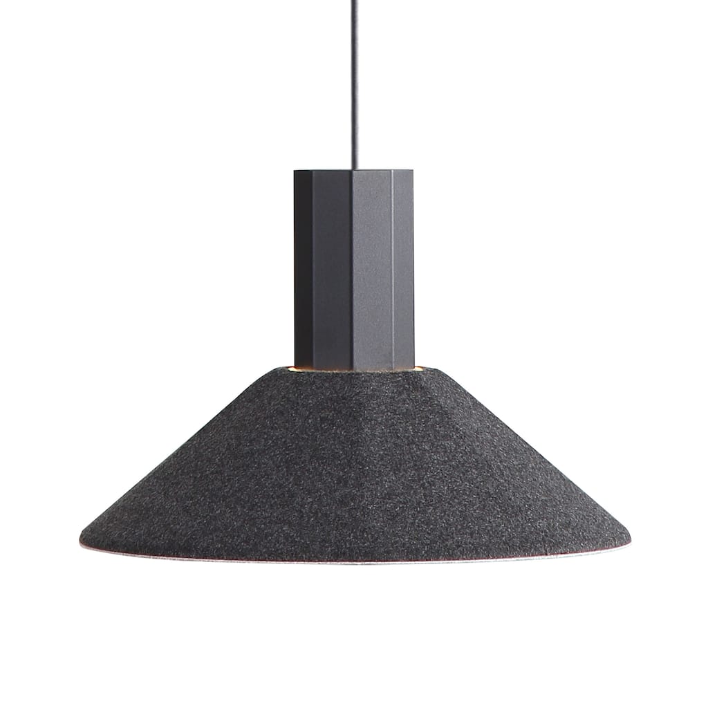 Golden Lighting Faroe 13in Integrated LED Pendant in Flecked Black/Grey Felt - Black