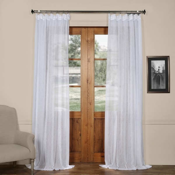 Exclusive Fabrics Solid Faux Linen Sheer Curtain Panel. Opens flyout.