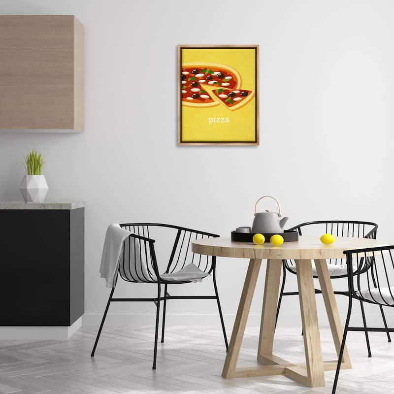 Stupell Delicious Pizza on Yellow Framed Floater Canvas Wall Art Design By Kim Allen