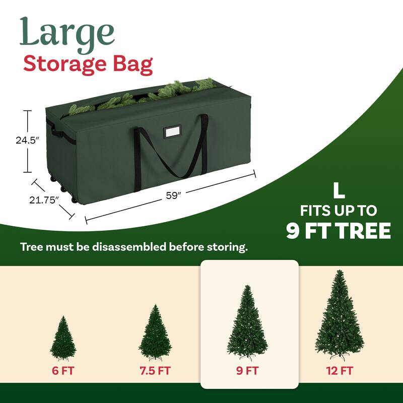 Elf Stor Premium Rolling Christmas Tree Storage Duffel Bag 9' Tree