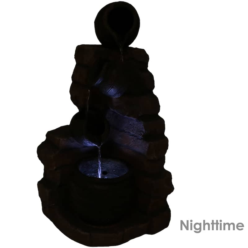 Sunnydaze Crumbling Bricks Solar Water Fountain - 27"