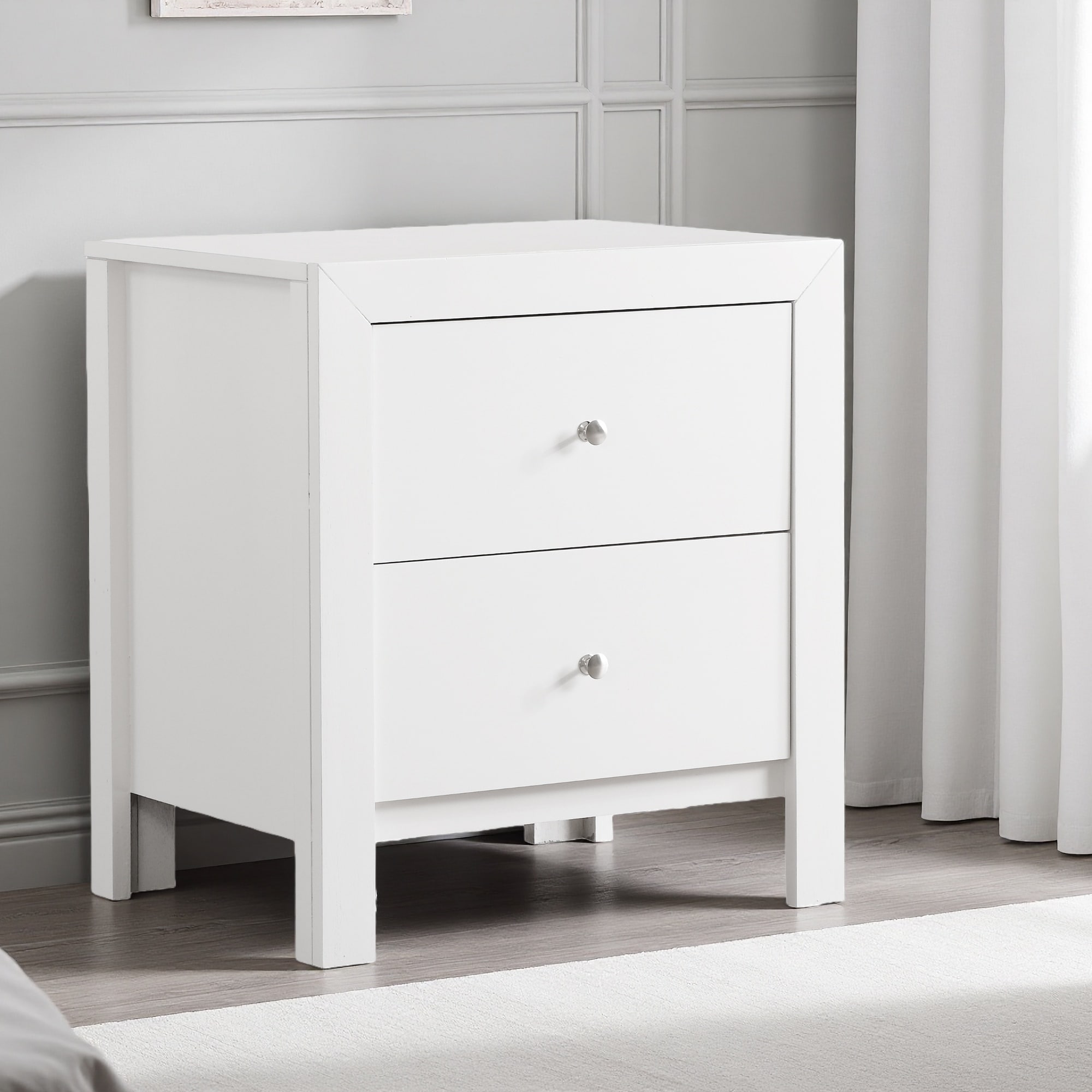 22"L Two-Drawer Nightstand, Durable Construction, Versatile Bedside Table with Sleek Finish