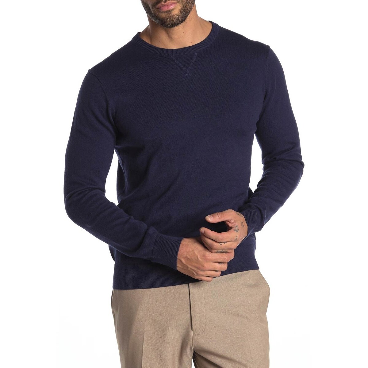 men's navy crew neck sweater