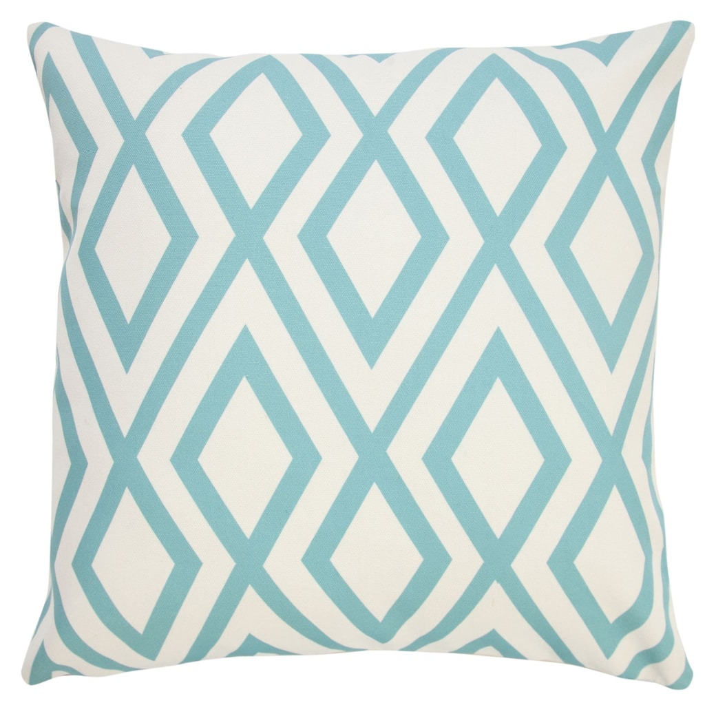 20" Blue and White Chevron Outdoor Square Throw Pillow
