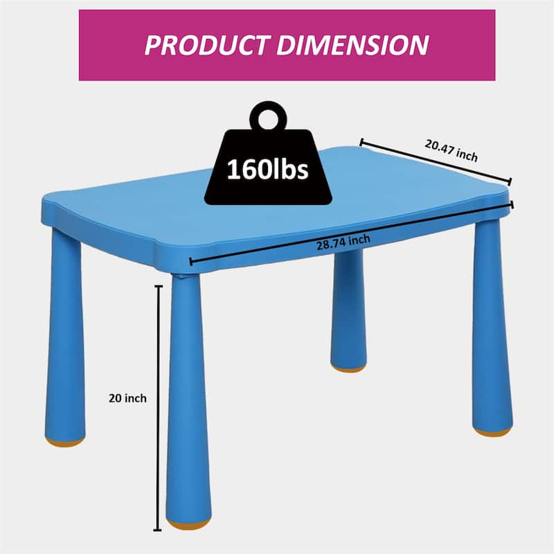 Kids table,Plastic Children Activity Rectangular table for School,Home,Play,Reading Dining,Kindergarten(Enlarge Size)