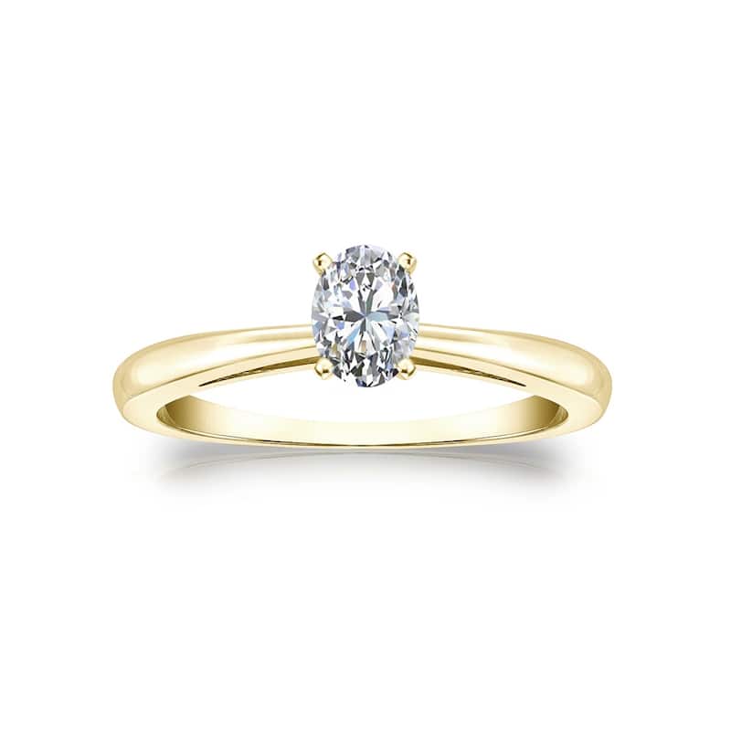 Auriya 14k Gold 1/3ctw Oval-cut Solitaire Diamond Engagement Ring (H-I, I1-I2)