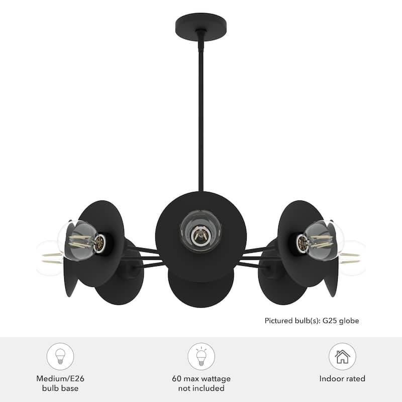 Hunter Fernando Black 8-Light Chandelier - Dining Room, Bedroom, Living/Great Room, Foyer - Modern, Abstract - Designer!