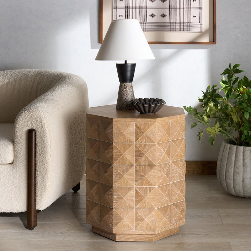 SAFAVIEH Couture Patty Wood Octagon Accent Table - 20"W x 20"D x 22"H - Natural