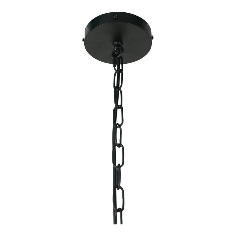 NADAAL STUDIOS Auren Pendant Lamp, Six-Light Chandelier with Linen Shades and Metal Frame Black