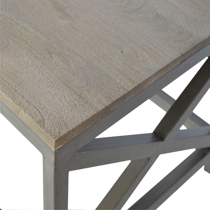 Artisan Furniture Solid Wood Industrial Cross Metal Coffee Table