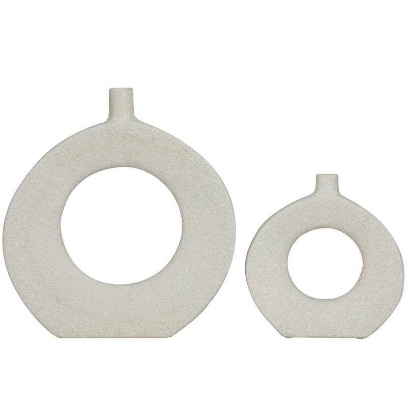 CosmoLiving by Cosmopolitan Ceramic Round Donut Shaped Vase (Set of 2) - Black or White
