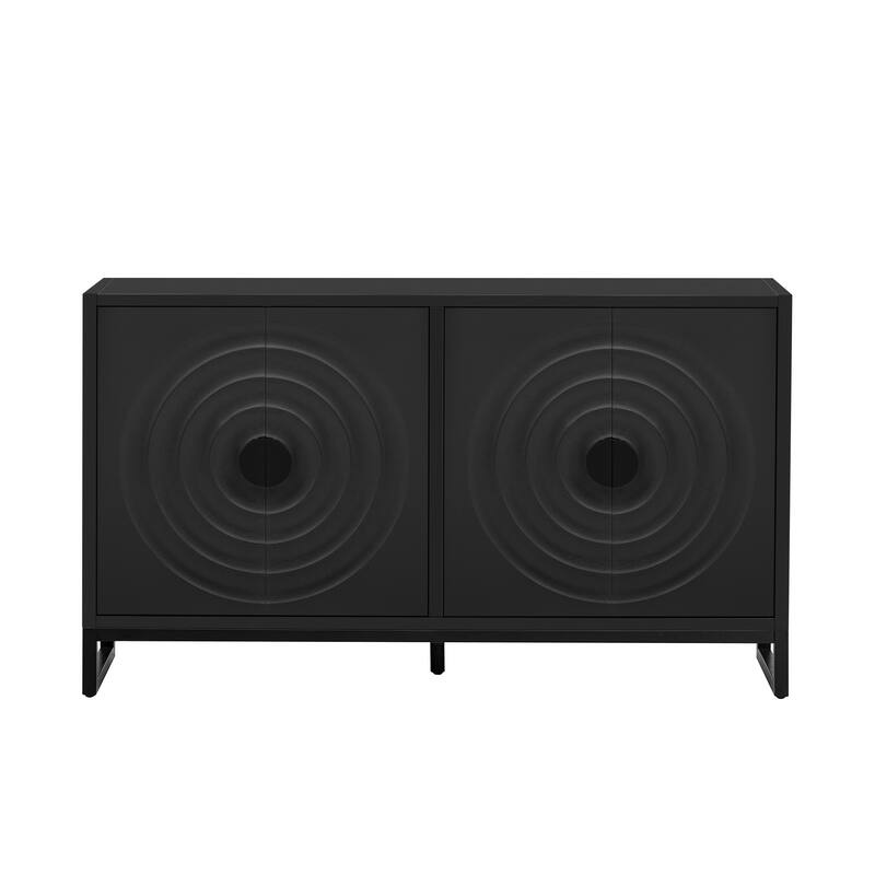 Accent Buffet Cabinet Rubber Wood Veneer Storage Cabinet