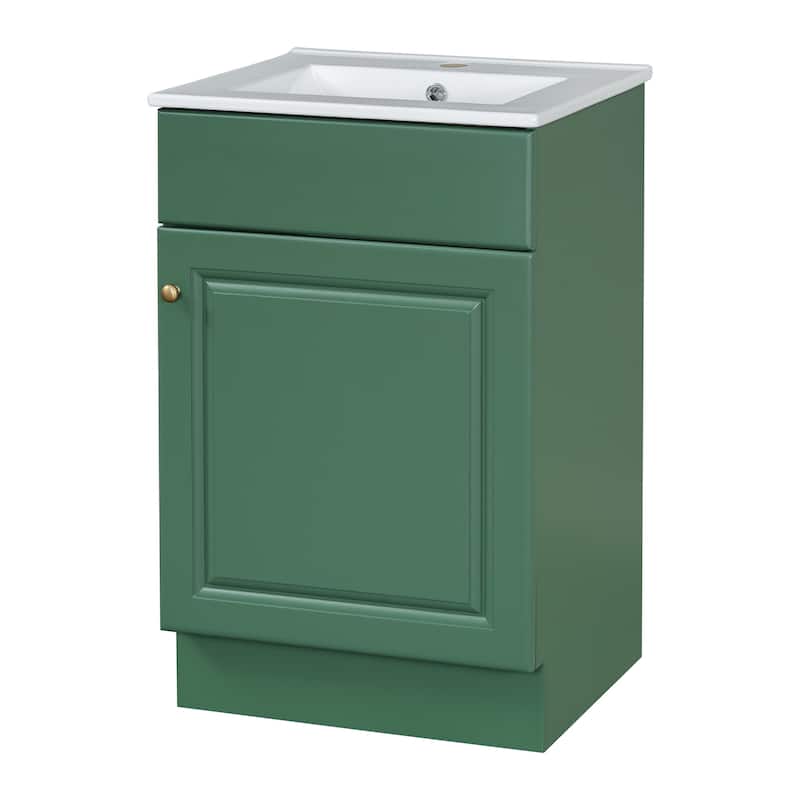 Bathroom Vanity with Sink, Vanity Set with Adjustable Shelf, Bathroom Cabinet with Storage Rack and Soft Closing Door