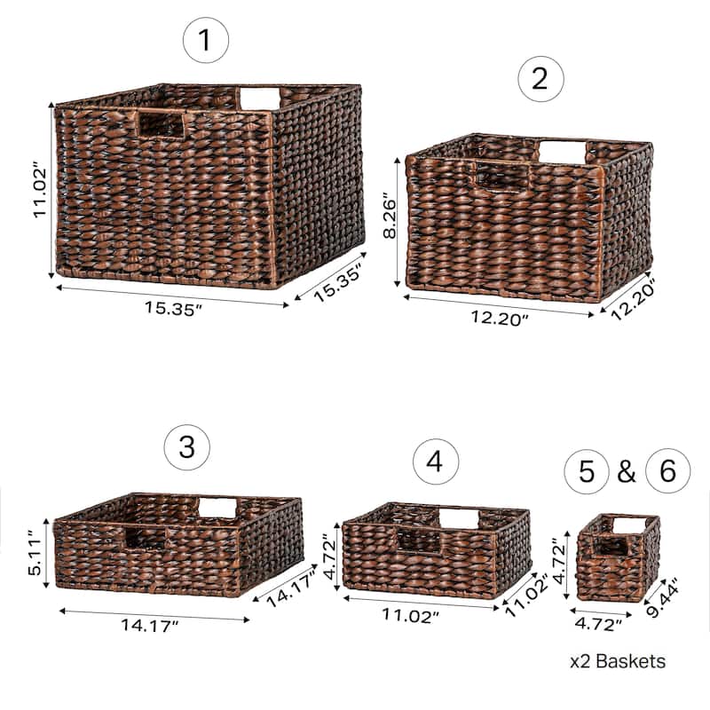 happimess Traditional Assorted Hand-Woven Hyacinth/Iron Baskets, (Set of 10)