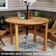 preview thumbnail 6 of 5, Sunnydaze Meranti Wood Outdoor Patio Dining Table with Teak Oil Finish - 42-Inch