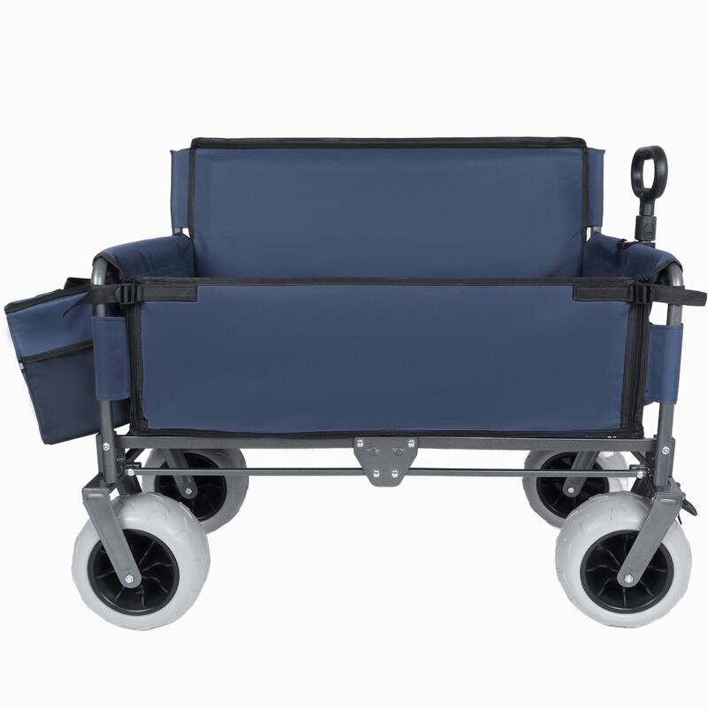 3-in-1 Folding Wagon with Bench Seat-Includes 1 ice pack, 500lbs Capacity, 9"x4" Beach Tires for Camping & Beach