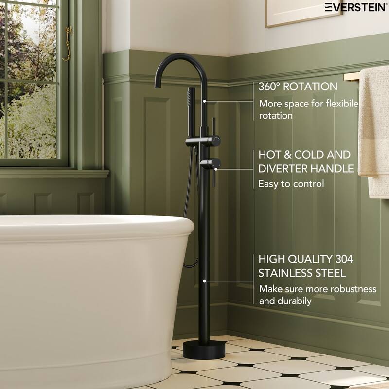 Single-Handle Freestanding Tub Faucet With Hand Shower