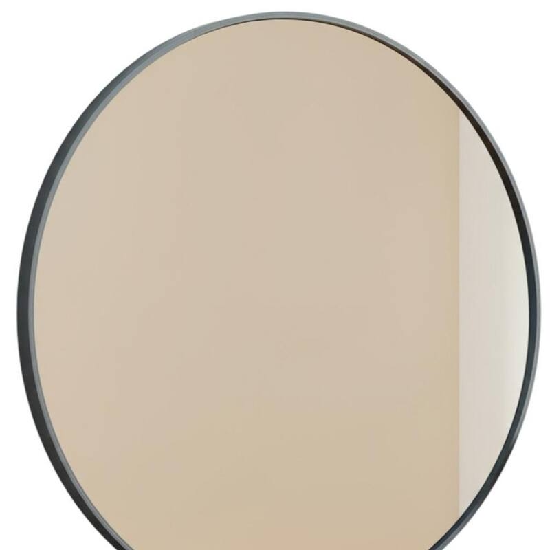 HomeRoots 30" Black Metal Round Framed Bathroom Vanity Mirror - 30.00 in. x 30.00 in. x 1.30 in.