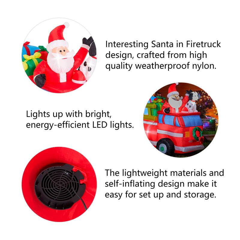 Glitzhome 7FT LED Lighted Inflatable Santa in Truck Decor
