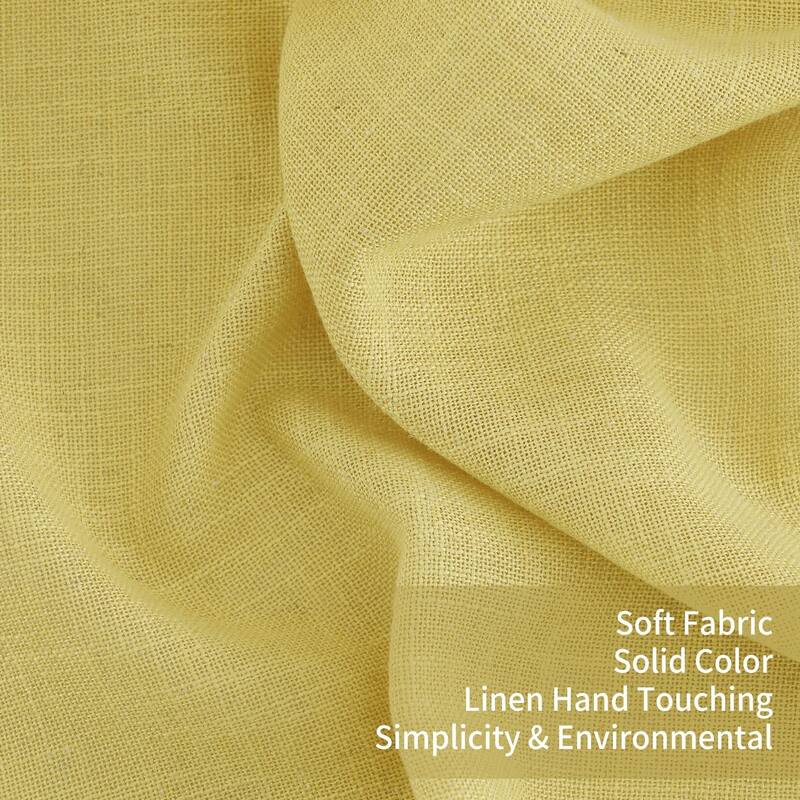Linen Blend Living Room Curtains Faux Linen Textured Window Curtains for Bedroom Semi-Sheer Yellow Curtain Panles
