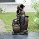 preview thumbnail 4 of 9, Rustic Brown Urns Resin Outdoor Fountain with LED Lights