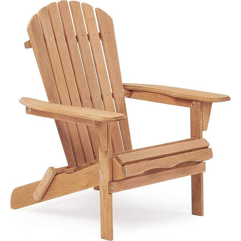 Anmytek Set of 2 Brushed Cedar Adirondack Chairs Solid Wood Outdoor Patio seating with Slatted Backrest and Wide Armrests