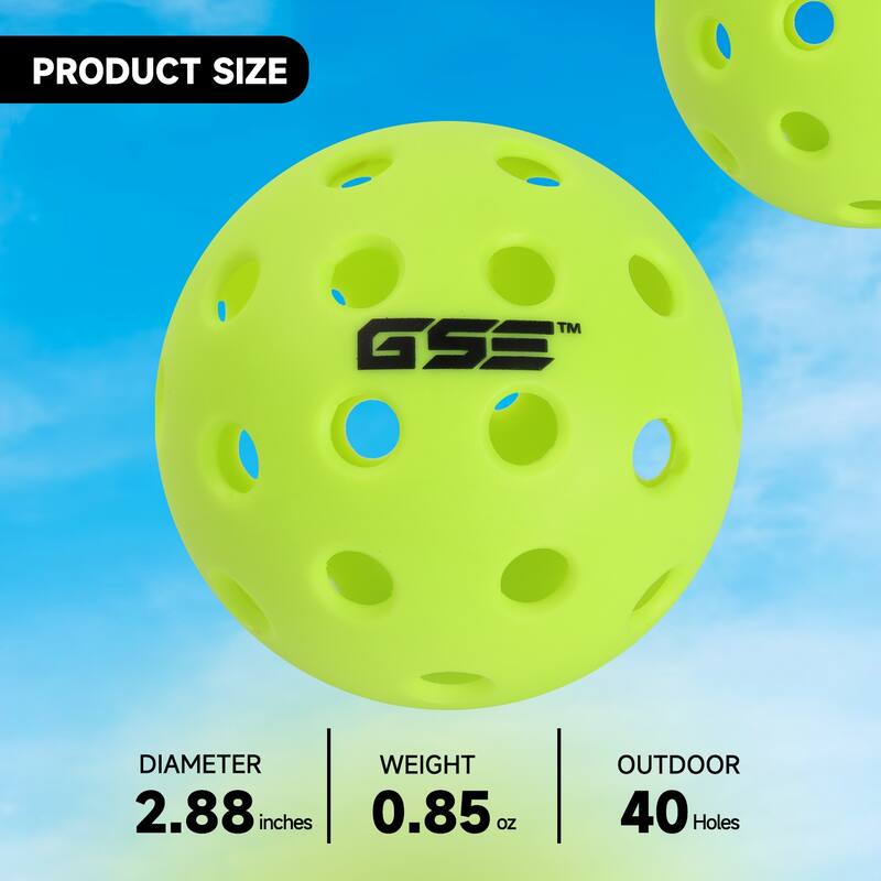 GSE™ 12 Pack Outdoor Pickleball Balls Set Standard 40 Holes Pickleball