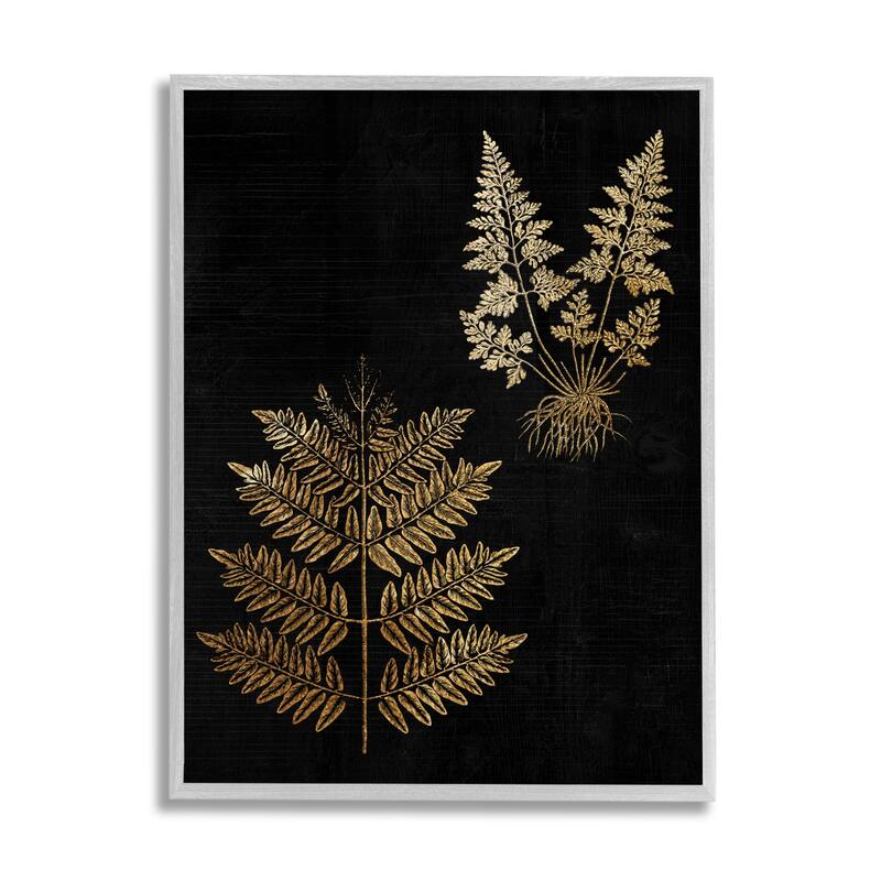 Stupell Bold Fern Blade Illustration Rooted Forest Floor Plants Framed Wall Art - 16 x 20 - Grey