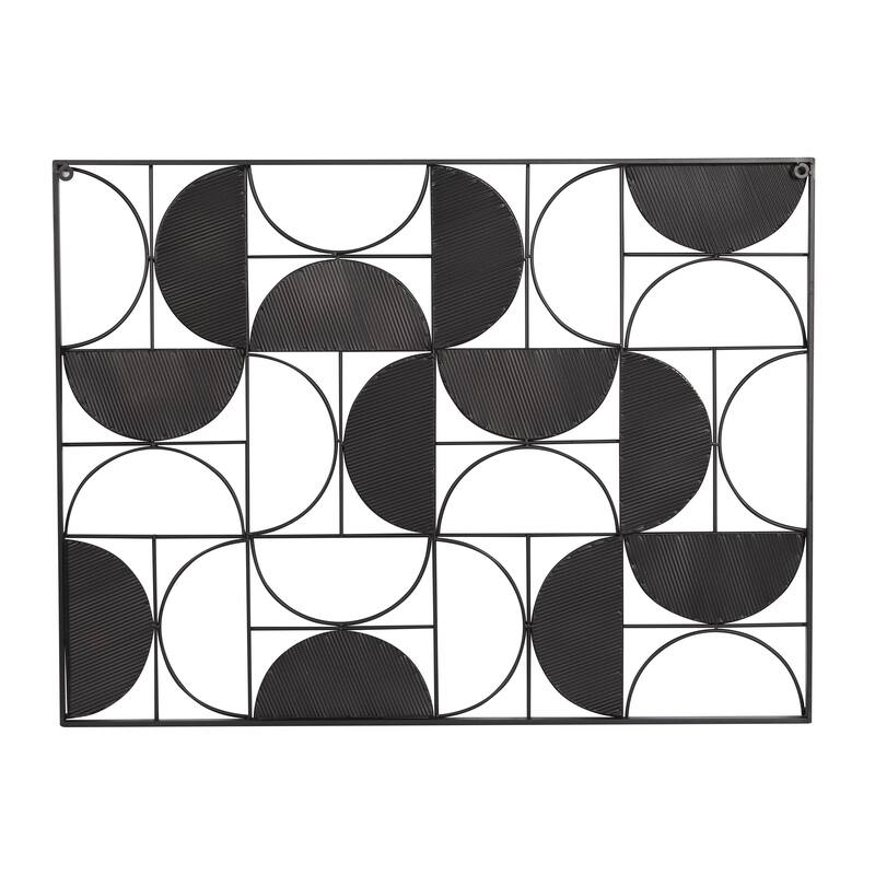 Metal Geometric Half Moon Home Wall Decor with Gold Detailing - Black - Roche River Decor