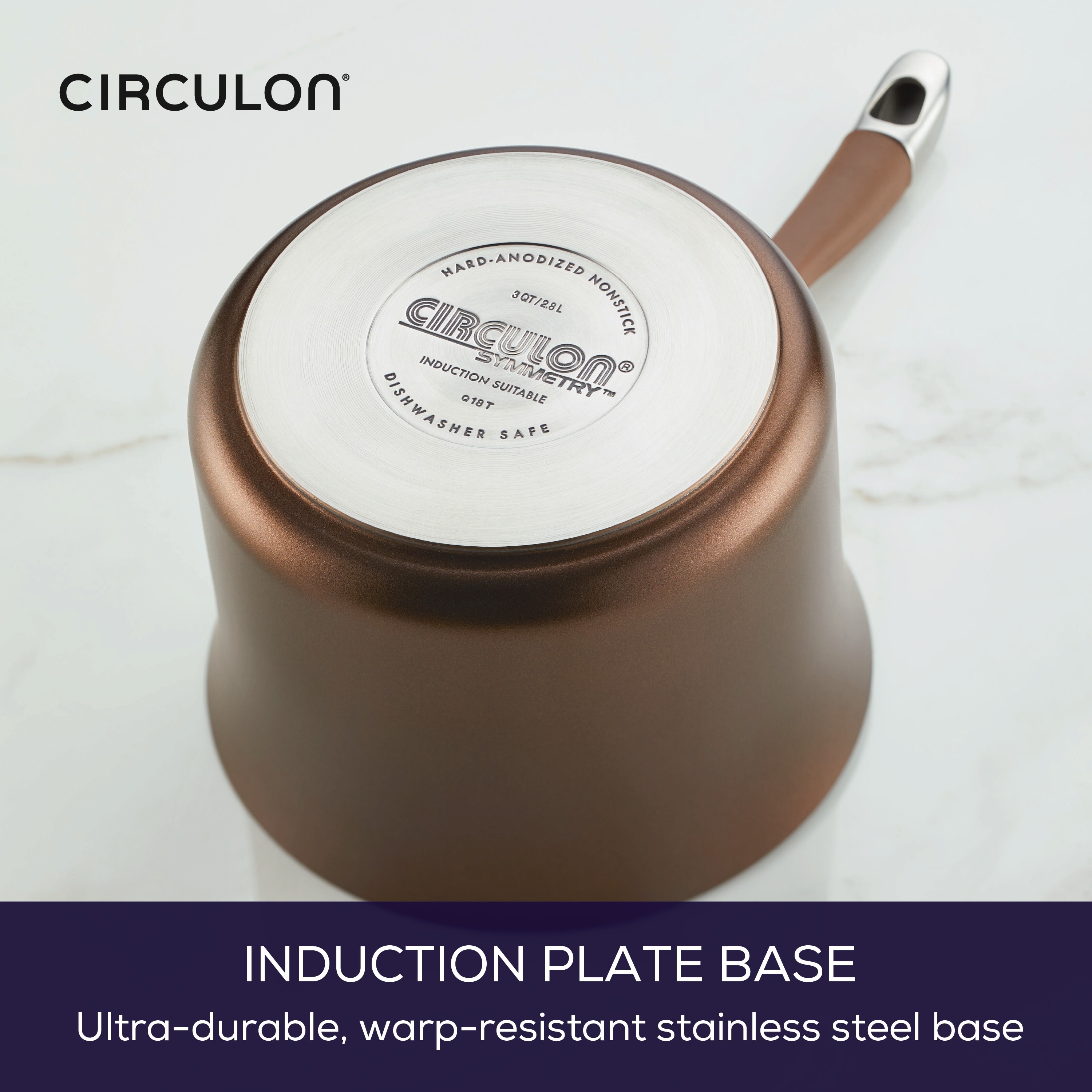 Circulon 3.5-Quart Symmetry Chocolate Straining Saucepan
