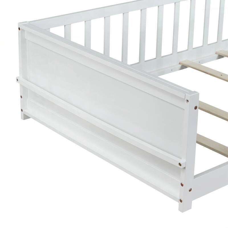 Twin size Floor Platform Bed with Built-in Book Rack