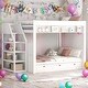 preview thumbnail 1 of 18, Convertible Design Wood Full Size Bunk Bed with Storage Staircase, Bedside Table, and 3 Drawers White