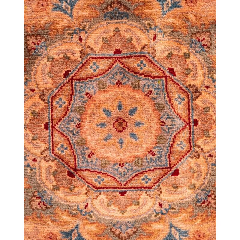 Overton Hand Knotted Wool Vintage Inspired Modern Contemporary Overdyed Pink Octagon Area Rug - 4' 3" x 4' 4"