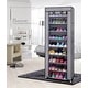 preview thumbnail 1 of 5, 10-Tier Shoe Tower Rack with Cover 27-Pair Shoe Storage Grey