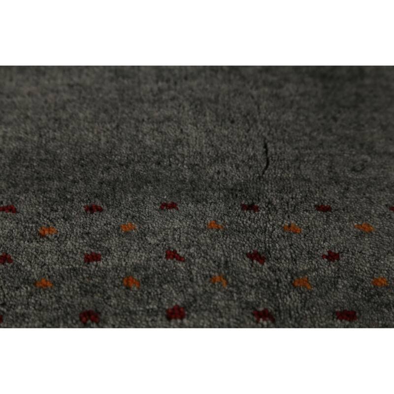 Hand Knotted Oriental 100% Wool Carpet Tribal Animal Pictorial Greys & Charcoal Gabbeh Area Rug - 7' 10'' X 5' 1''