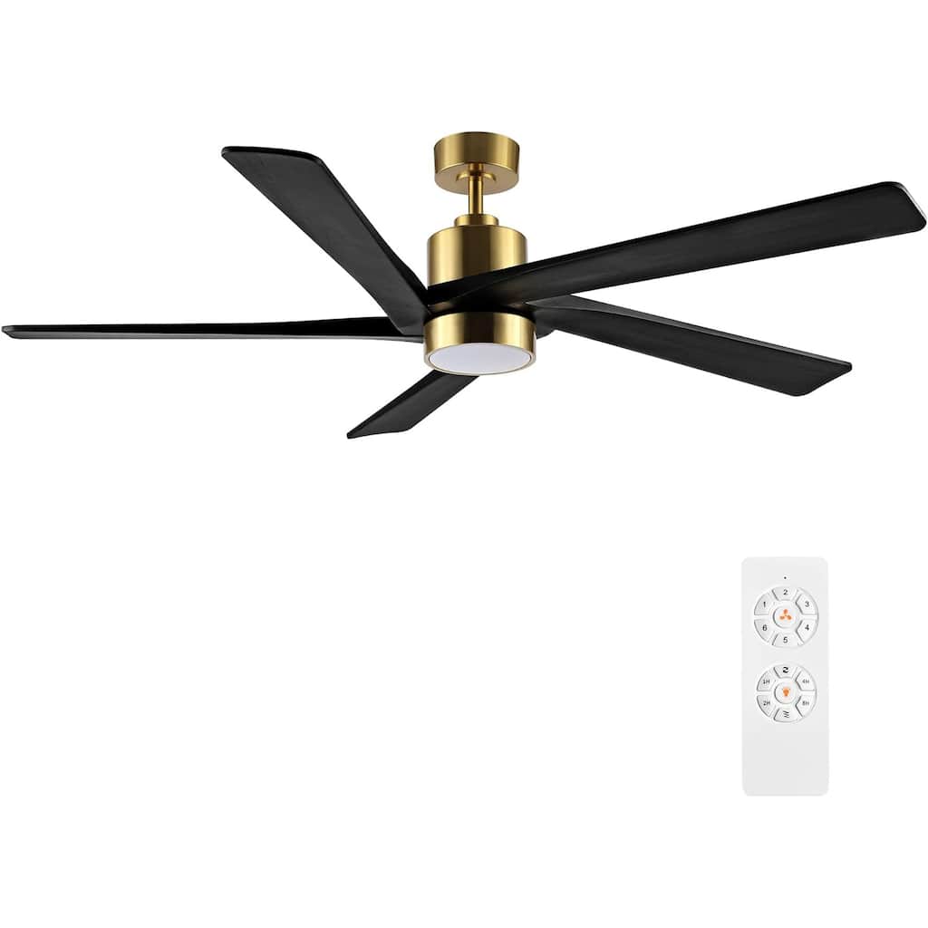 54" Gold Aero Blade Ceiling Fan with LED Light and Remote - 54"D x 54"W x 21"H