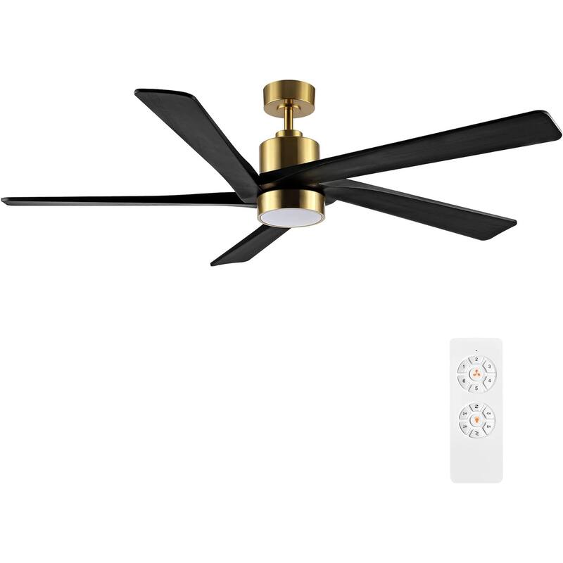 64 in. Gold Aero Blade Ceiling Fan with LED Light and Remote - 64"D x 64"W x 21"H