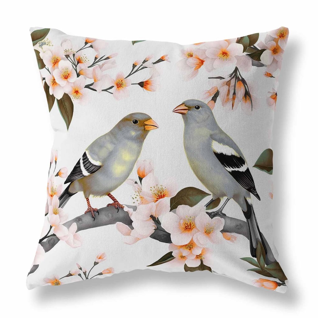 Silver And Orange Goldfinch Haven Indoor/Outdoor Throw Pillow Zipper