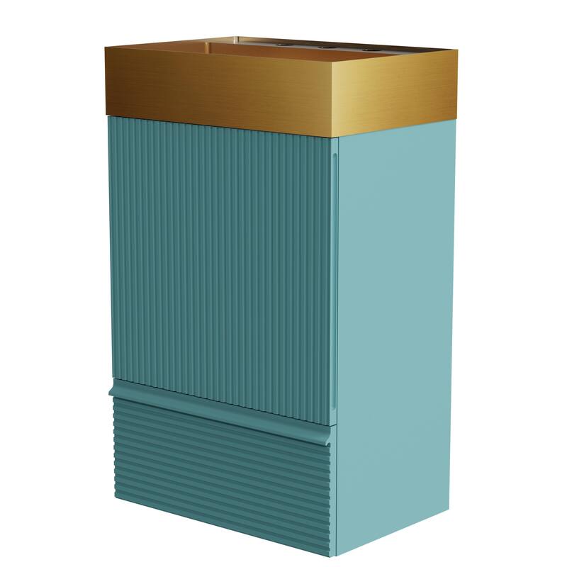 20" Striped Christmas Bathroom Vanity With Stainless Steel Bathroom Sink, Freestanding Bathroom Cabinet