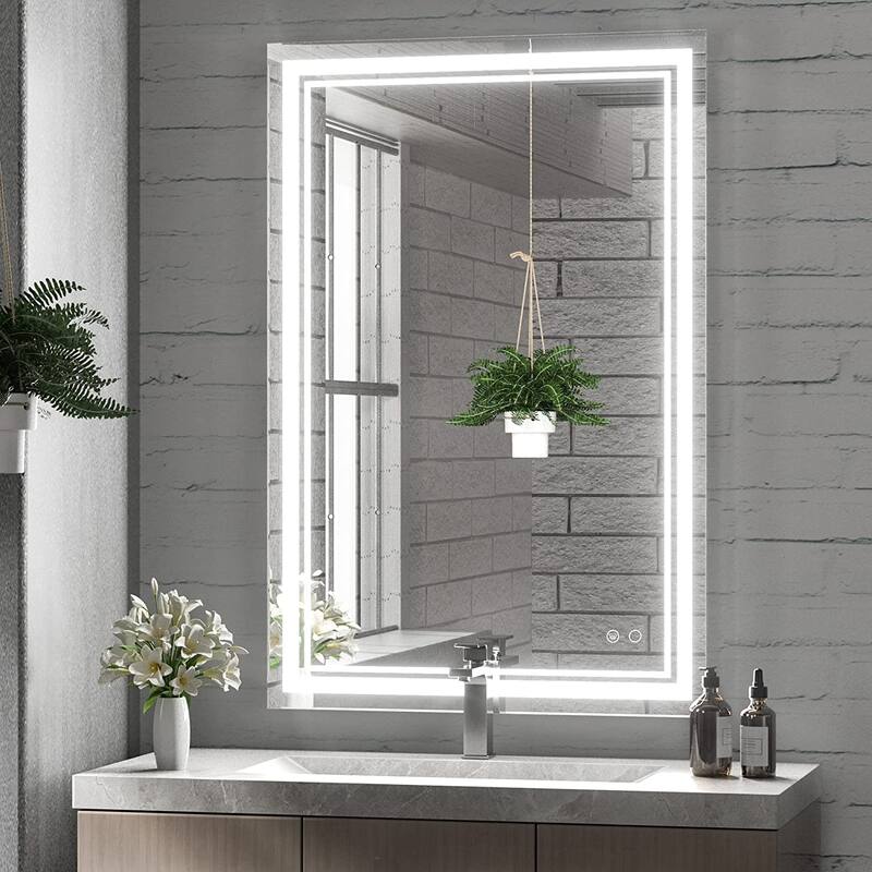 KEONJINN LED Bathroom Vanity Mirror Wall Mounted Anti-Fog Dimmable Mirror - 24X36