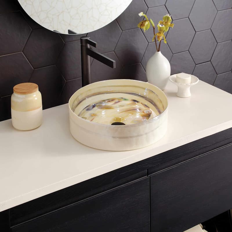 Positano Handmade Murano Glass Bathroom Sink - 16x16x4.5 - Corallina