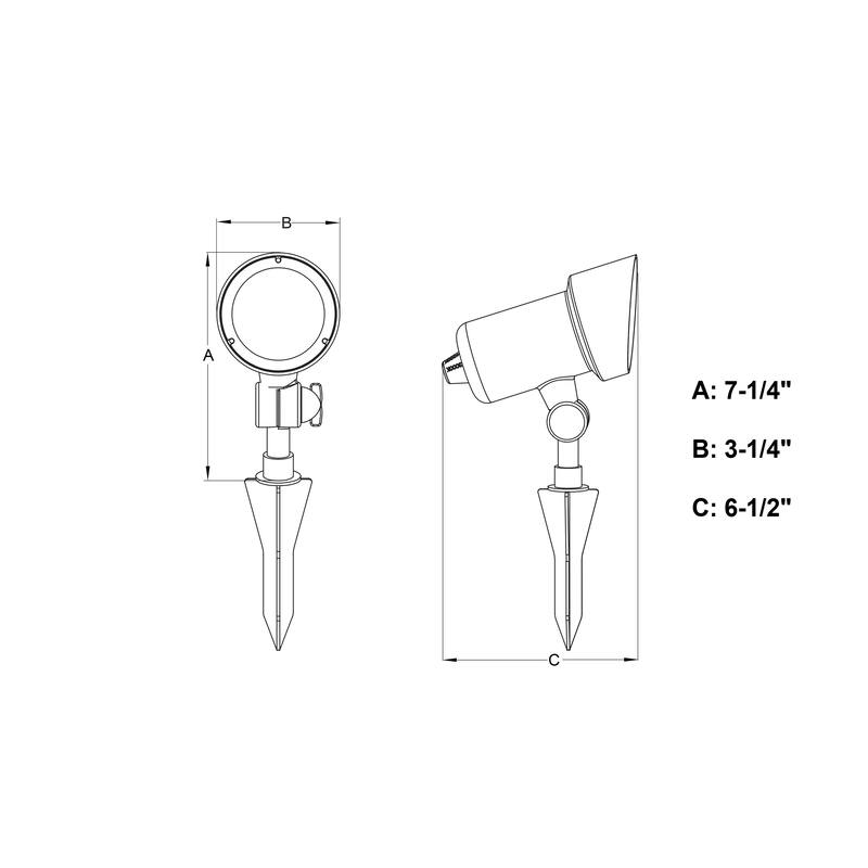 Low-Voltage Aluminum Black Outdoor Landscape Path Flood Light LED Clear Glass - 3.25-in W x 7.25-in H x 6.5-in D