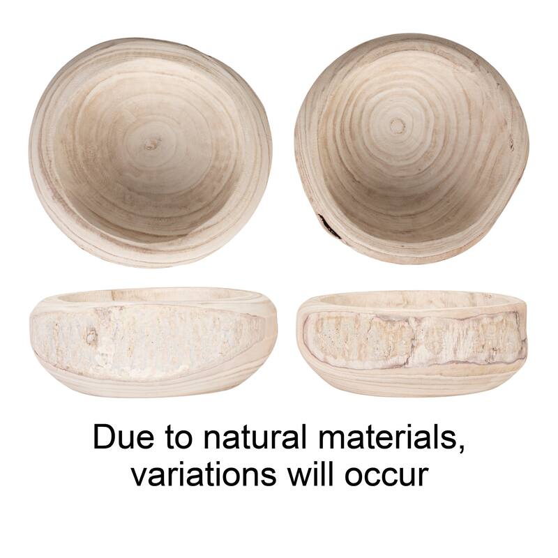 Hand-Carved Paulownia Wood Pot - 10.5"L x 10.5"W x 4.0"H